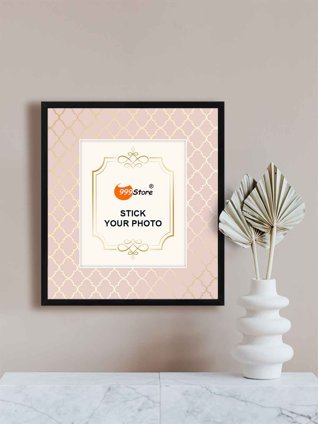 

999Store Pink Abstract Printed Wall Hanging Photo Frame