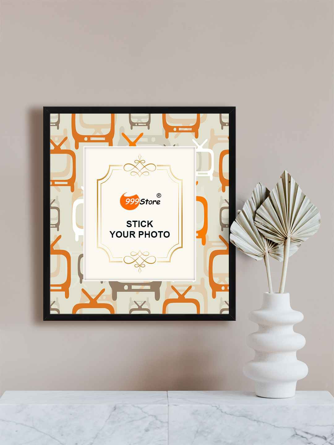 

999Store Beige & Orange Colored Indian Television Printed Photo Frame