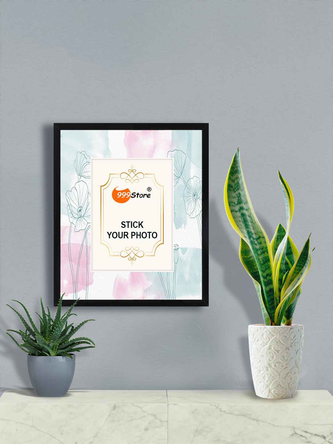 

999Store Purple Flower With Leaves Printed Wall Photo Frame