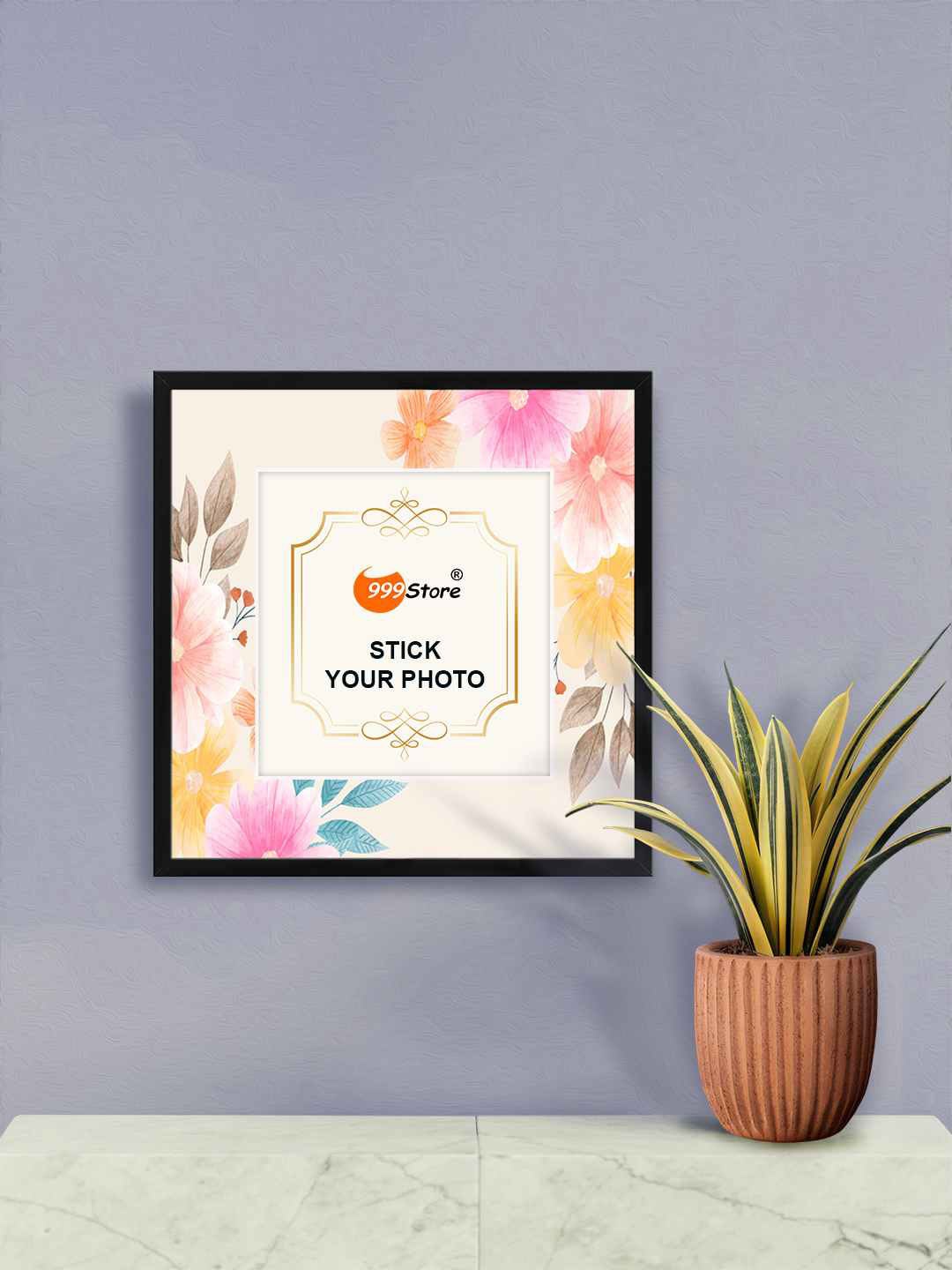 

999Store White & Yellow Cherry Blossom With Leaf Printed Photo Frame