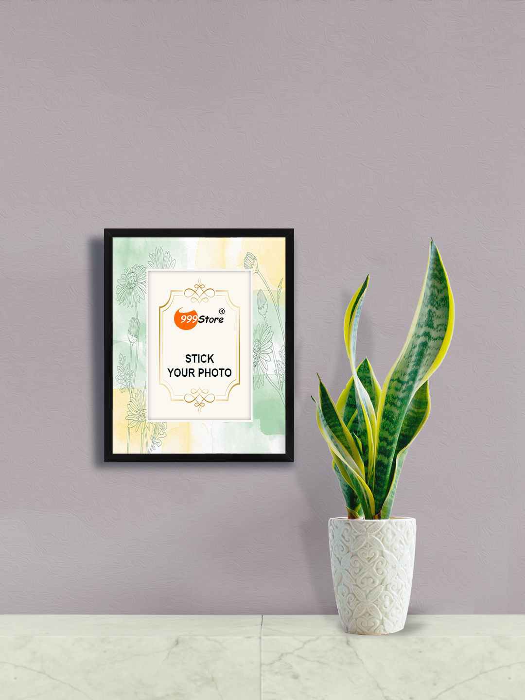 

999Store Green & Black Sunflower With Leaf Printed Wall Hanging Photo Frame