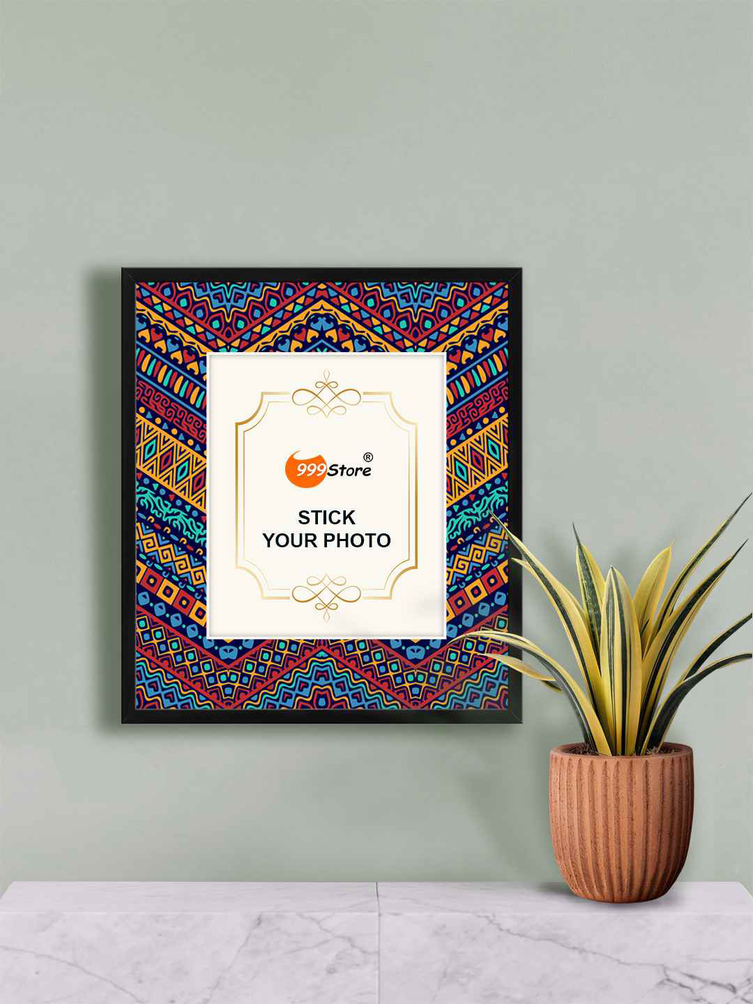 

999Store Blue & Red Traditional Indian Mandala Printed Wall Photo Frame
