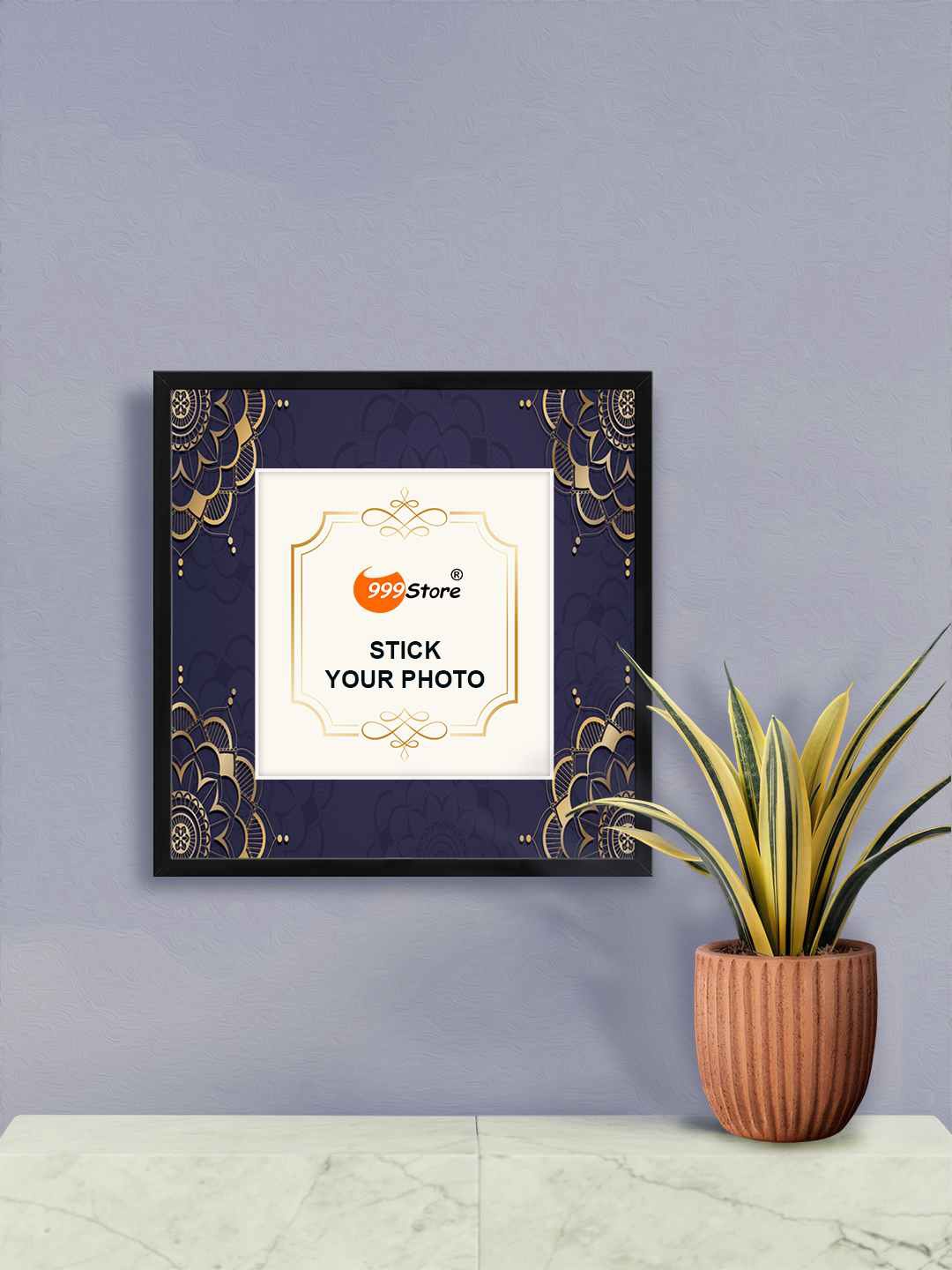 

999Store Blue & Beige Mandala Printed Photo Frame