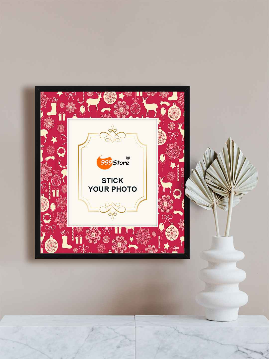 

999Store Red & White Birthday Elements Printed Wall Hanging Photo Frame