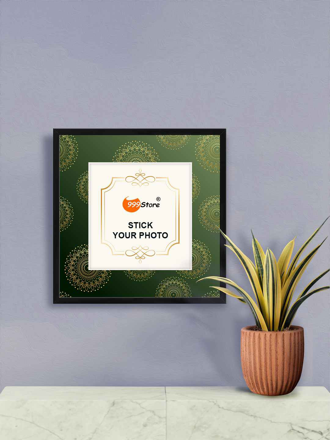 

999Store Green & White Mandala Printed Wall Hanging Photo Frame