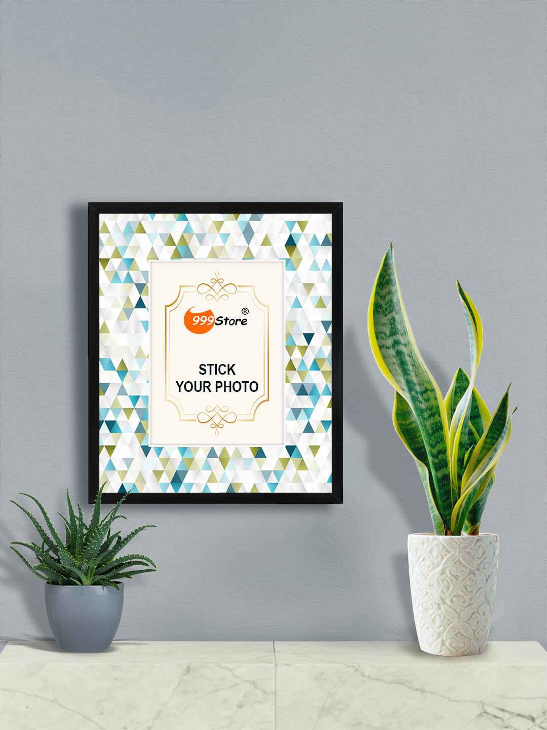 

999Store Blue & Black Triangle Printed Wall Hanging Photo Frame