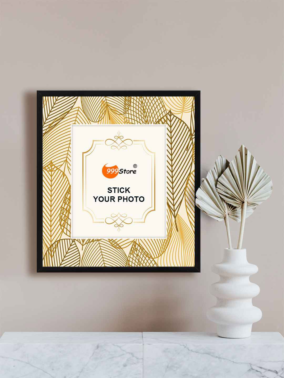 

999Store Beige & Gold Toned Leaves Printed Photo Frames