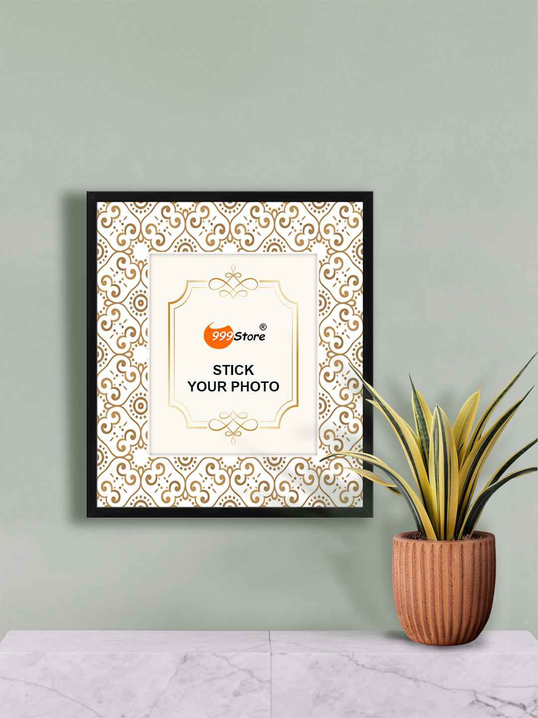 

999Store Brown & White Indian Traditional Printed Wall Hanging Photo Frame