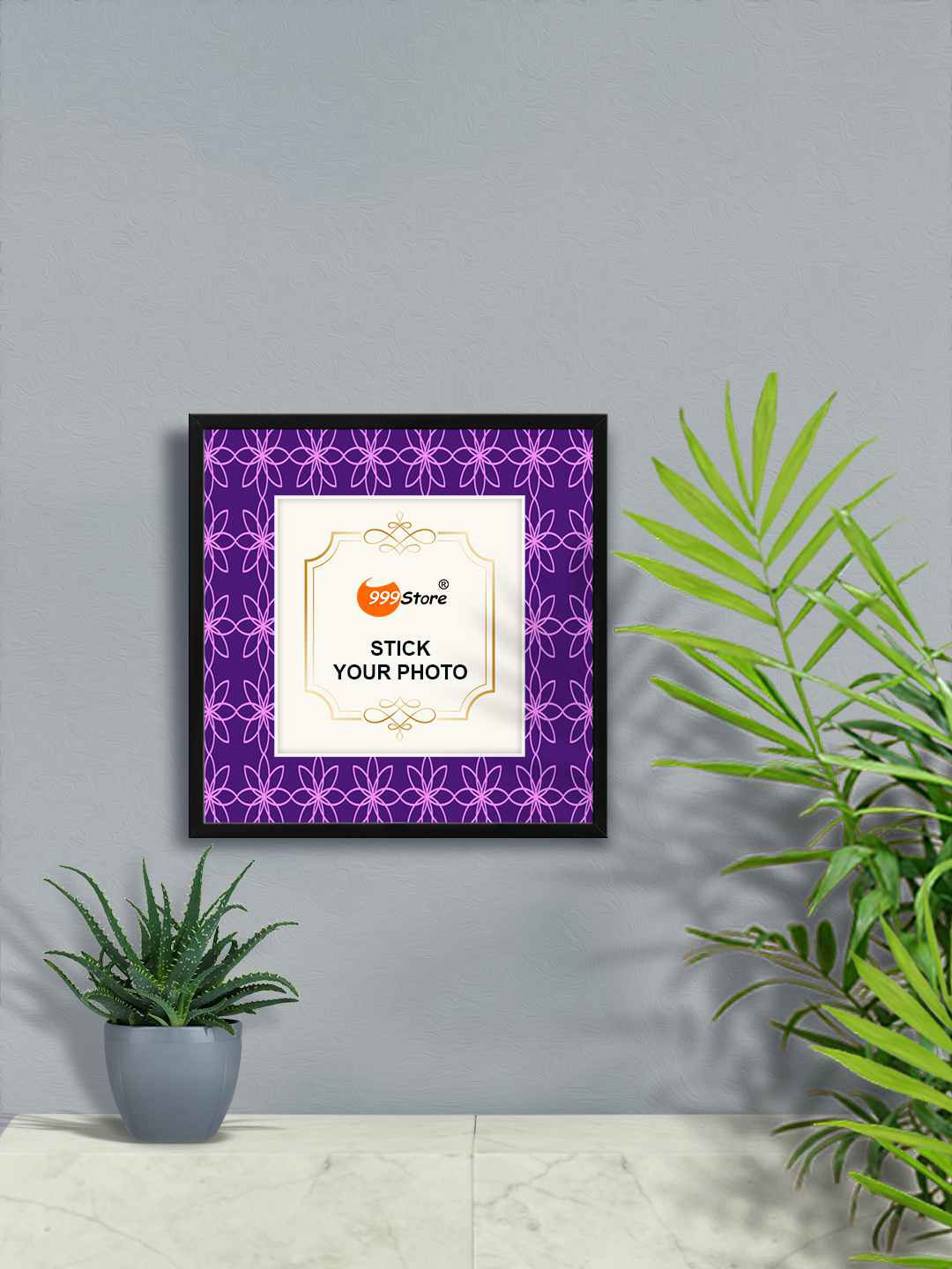 

999Store Purple & Black Traditional Indian Mandala Abstract Printed Wall Photo Frame