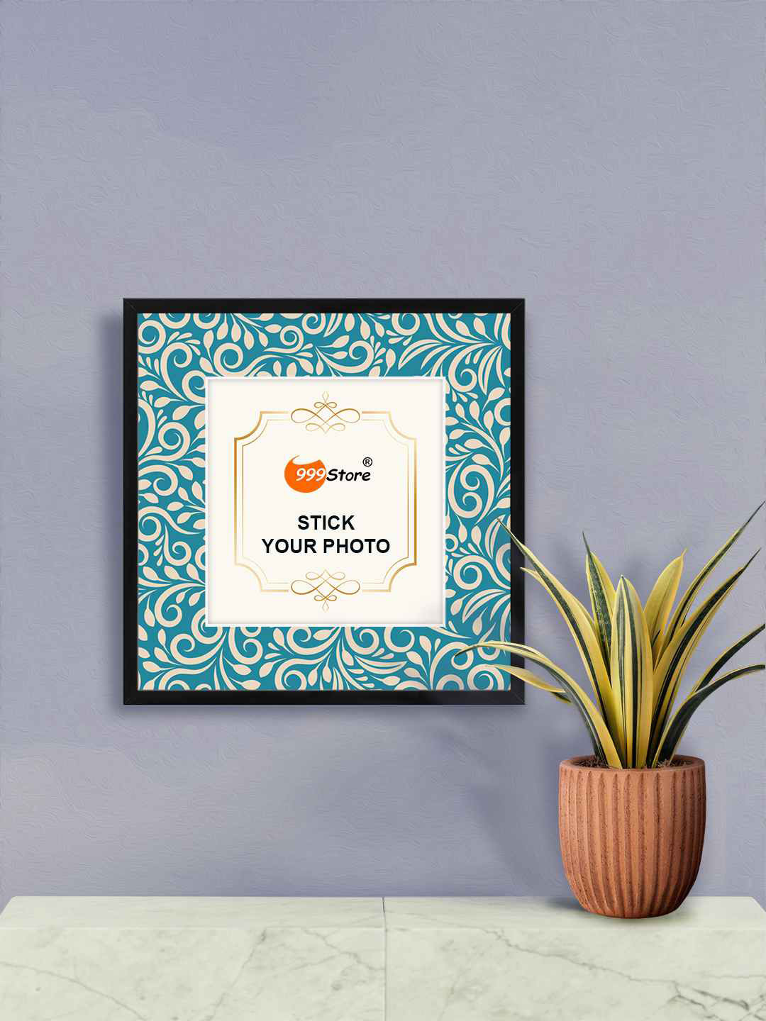 

999Store Blue & Cream Coloured Floral Printed Wall Hanging Photo Frame