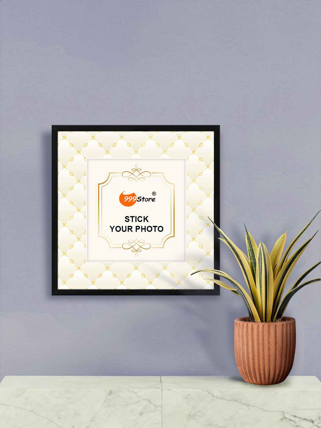 

999Store Beige & Black Geometric Printed Wall Hanging Photo Frame