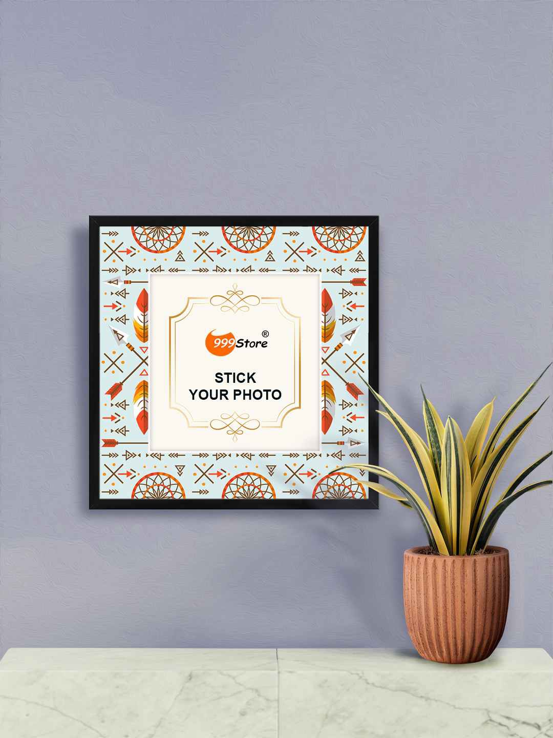 

999Store Black & Orange-Colored Printed Wall Hanging Photo Frame