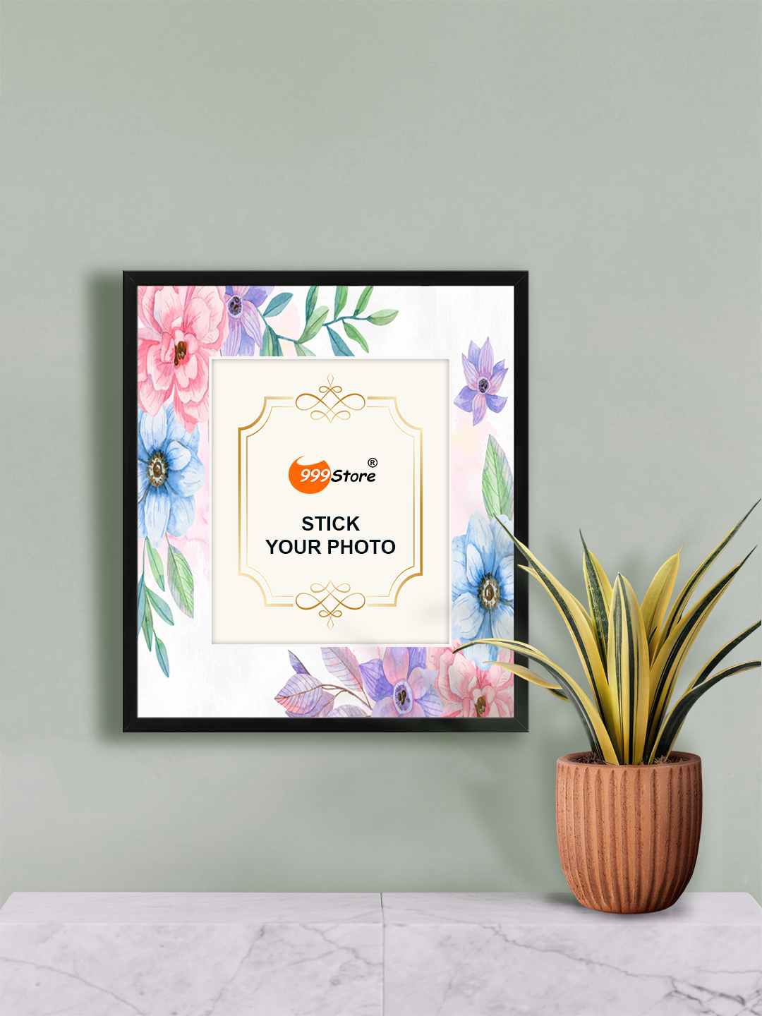 

999Store White & Blue Daisy Water Color Flower With Leaf Printed Photo Frames