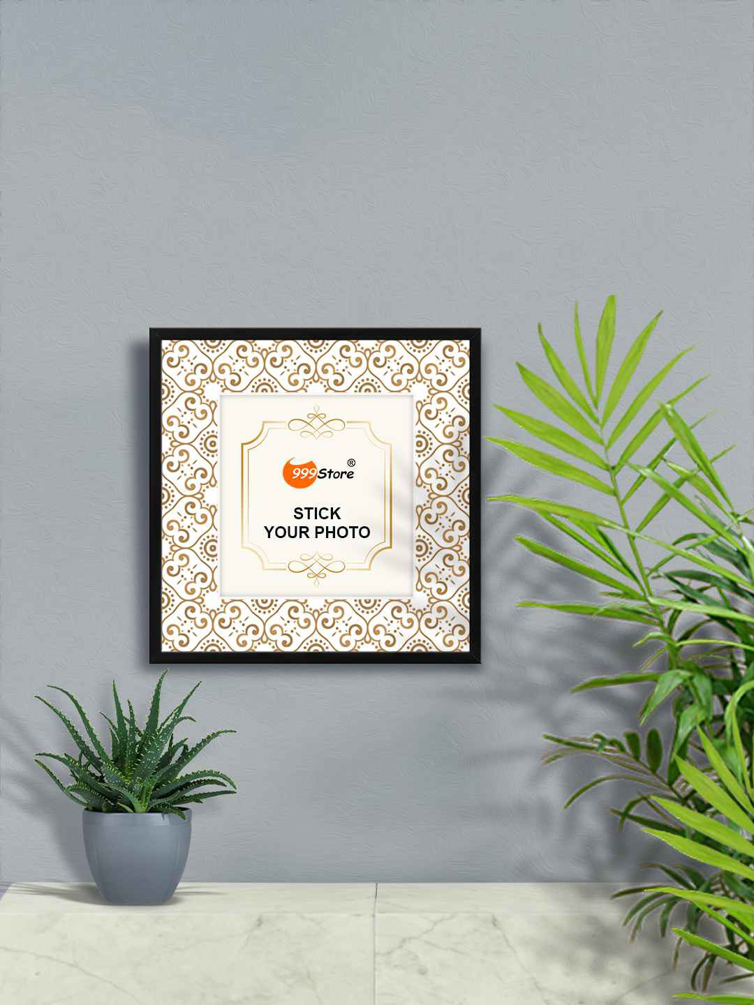 

999Store White & Brown Indian Traditional Printed Wall Photo Frames