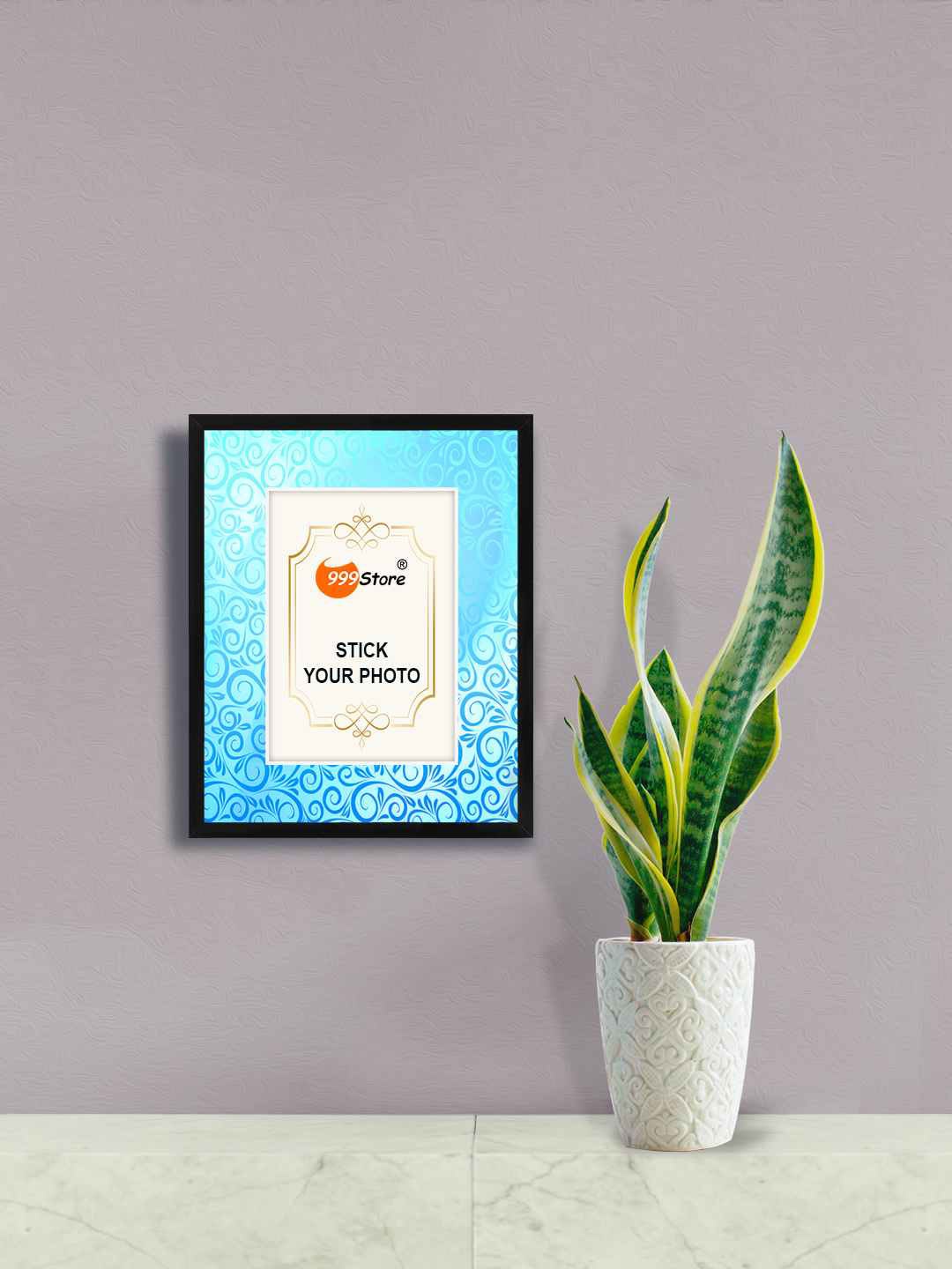 

999Store Blue & White Swirl Ornament Printed Wall Photo Frames