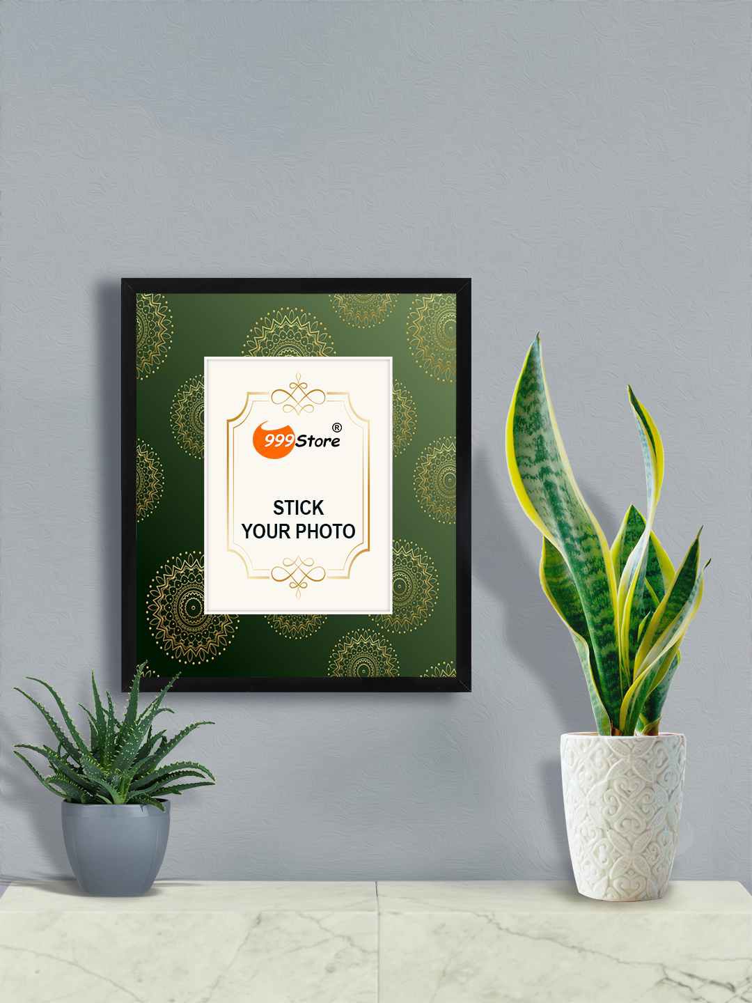 

999Store Green & Gold Toned Mandala Printed Photo Frame