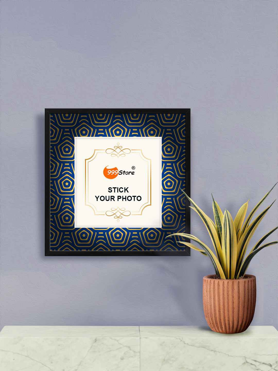 

999Store Printed Navy blue & Gold-Coloured Wall Hanging Photo Frame