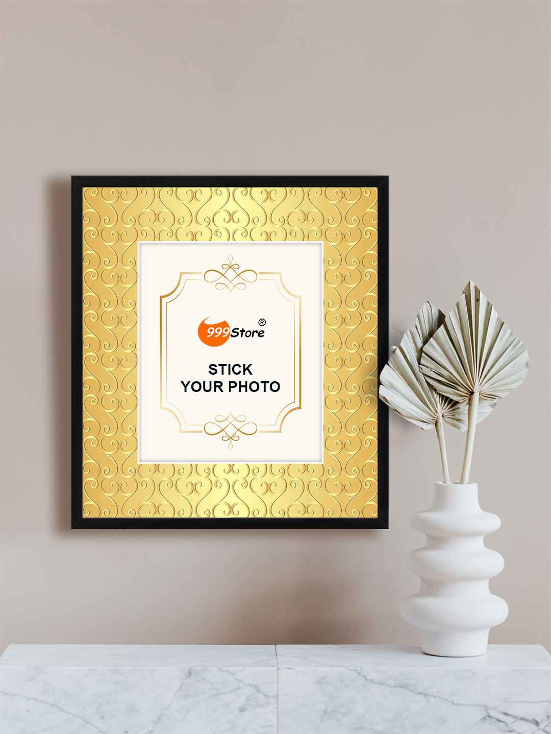 

999Store Beige Floral Printed Wall Hanging Photo Frame