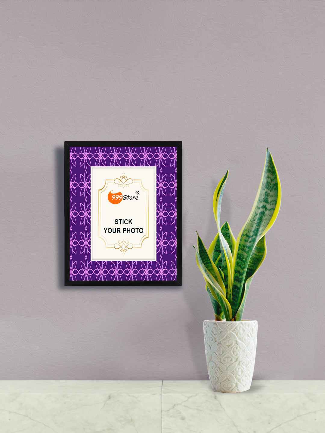 

999Store Purple & Black Printed Wall Photo Frame