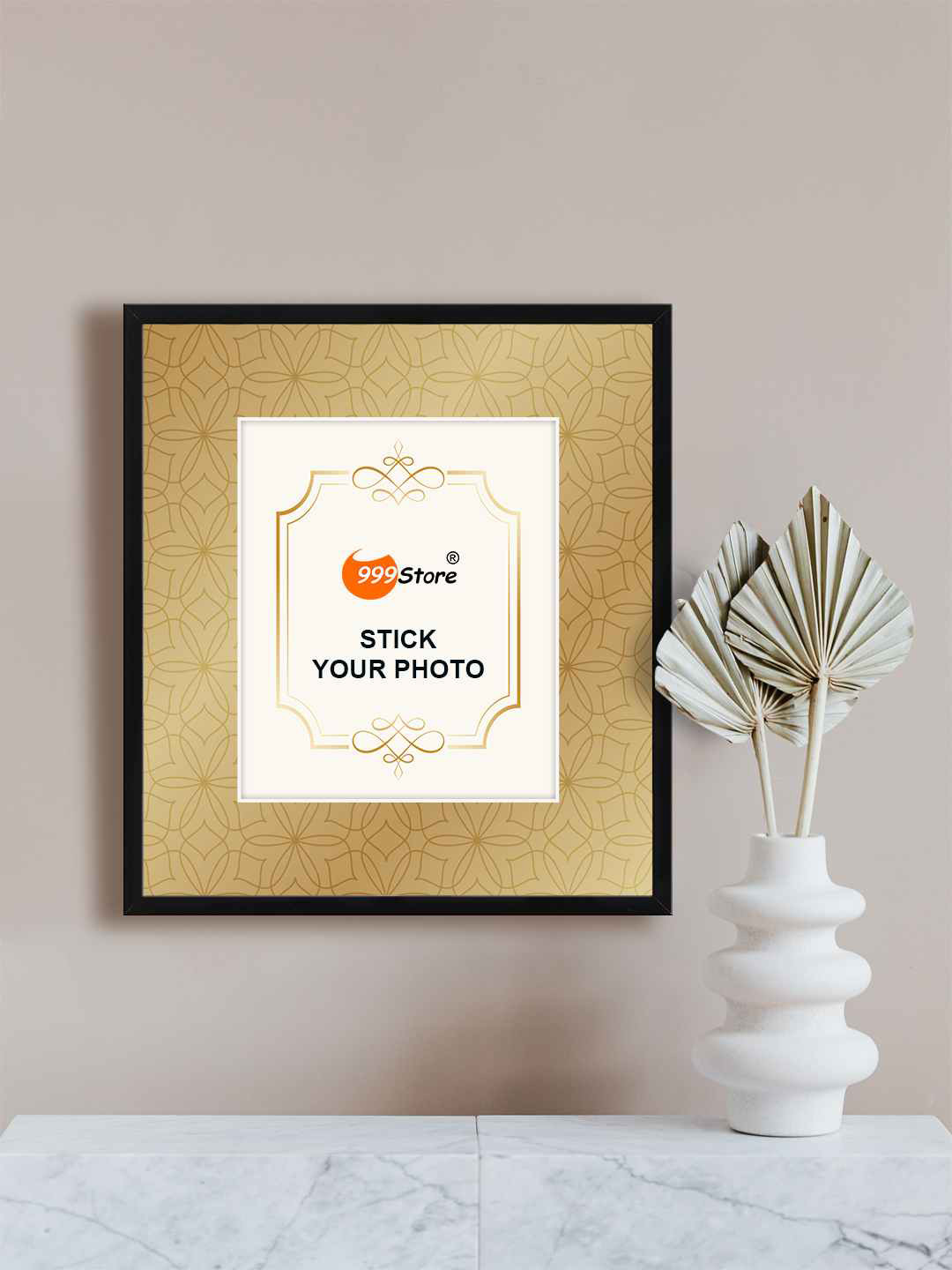 

999Store Brown Floral Printed Wall Hanging Photo Frame