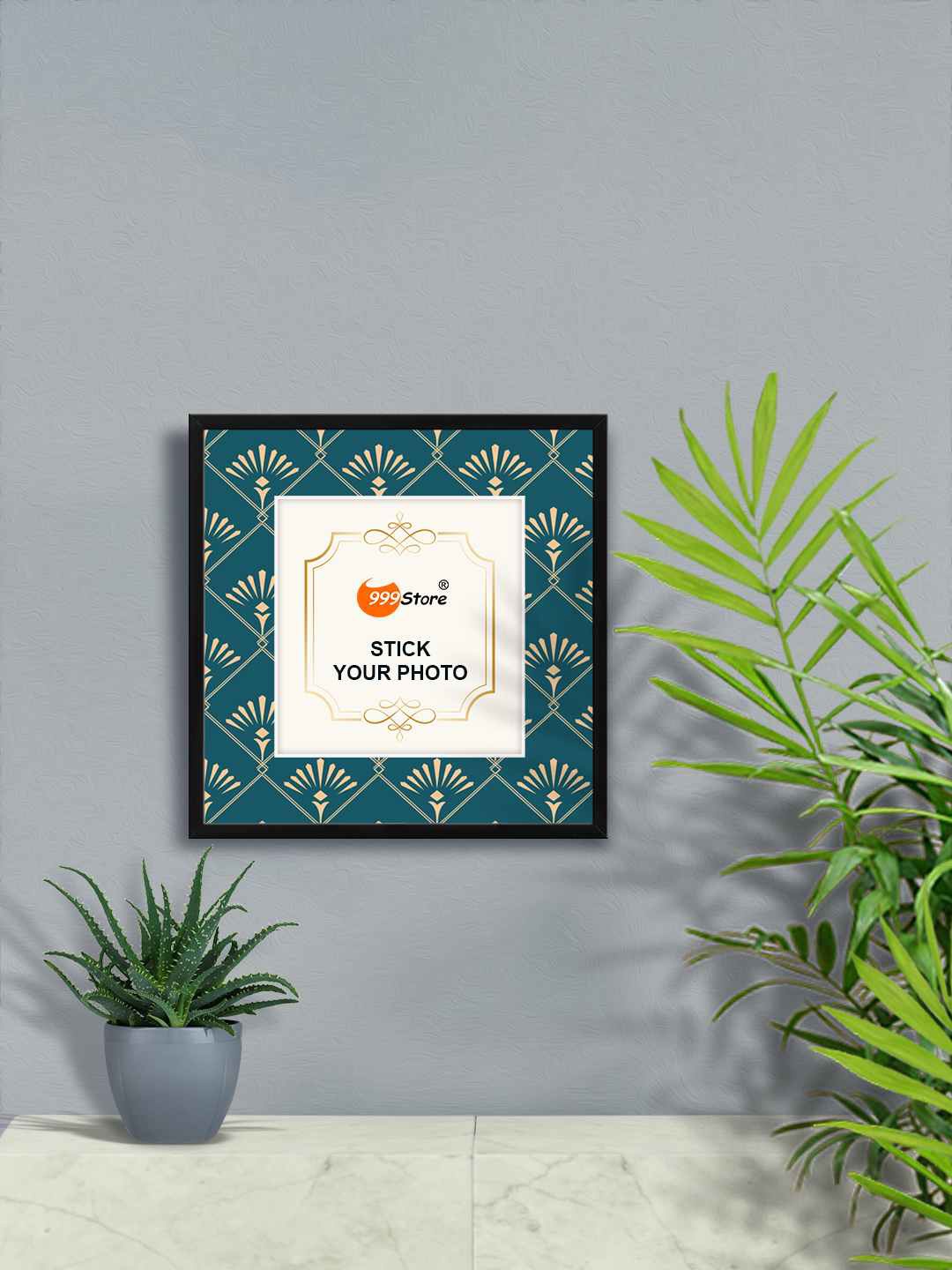 

999Store Green & Beige Floral Printed Fiber Photo Frame