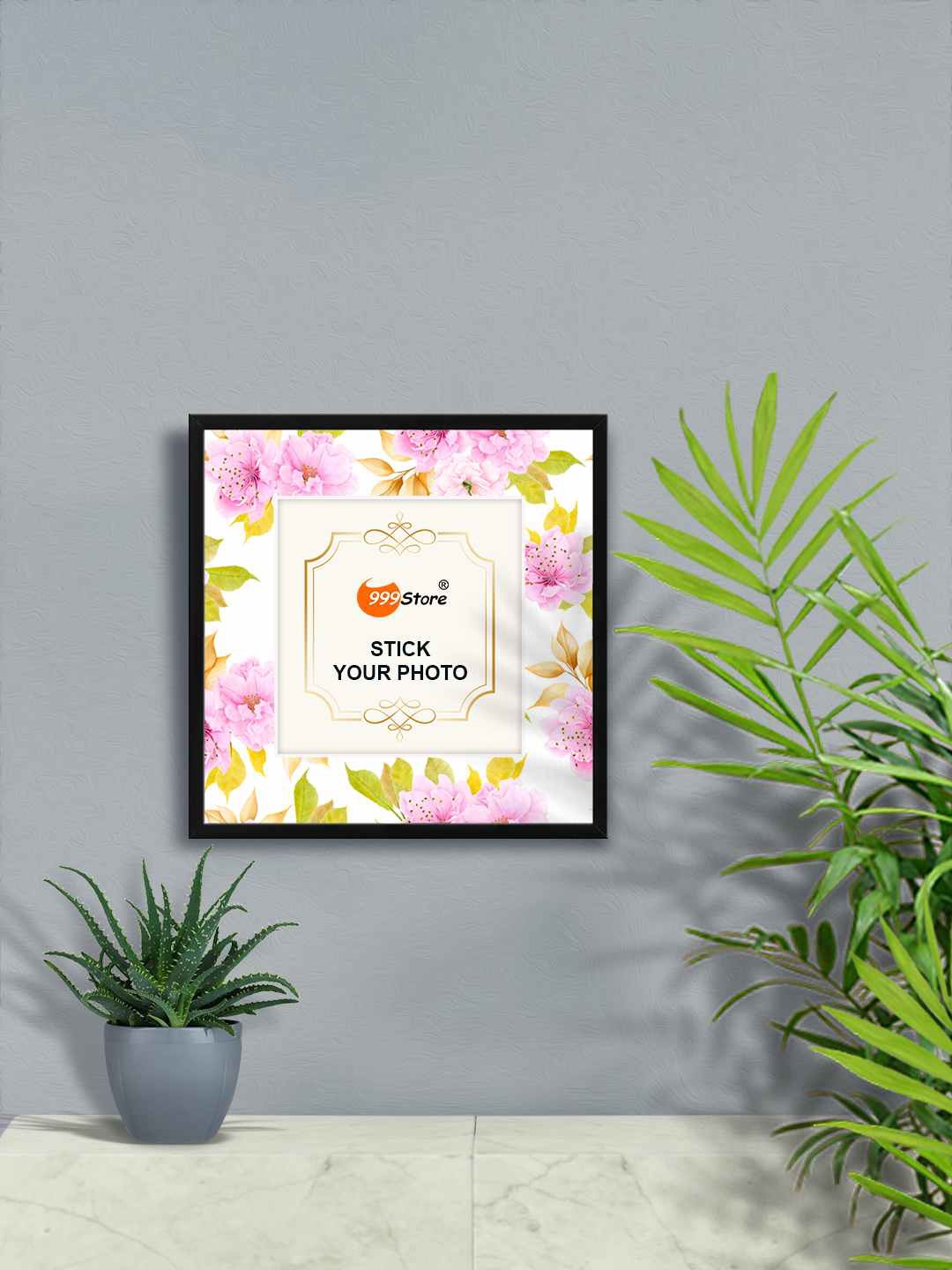 

999Store Pink Floral Printed Wall Hanging Photo Frame