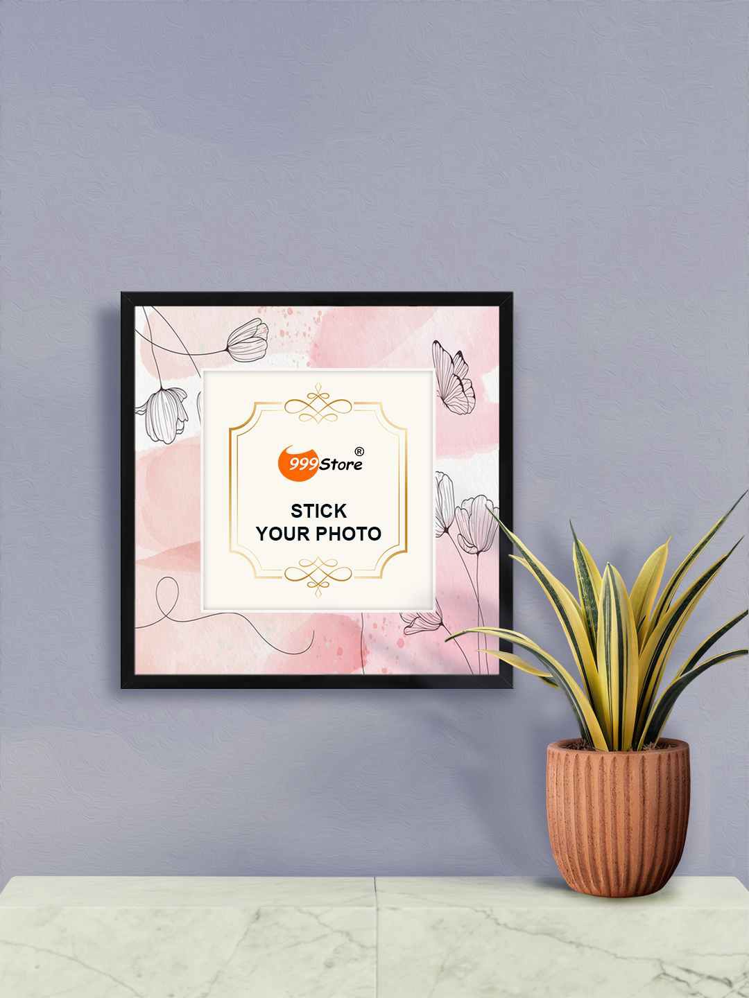 

999Store Pink Floral Printed Fiber Photo Frame
