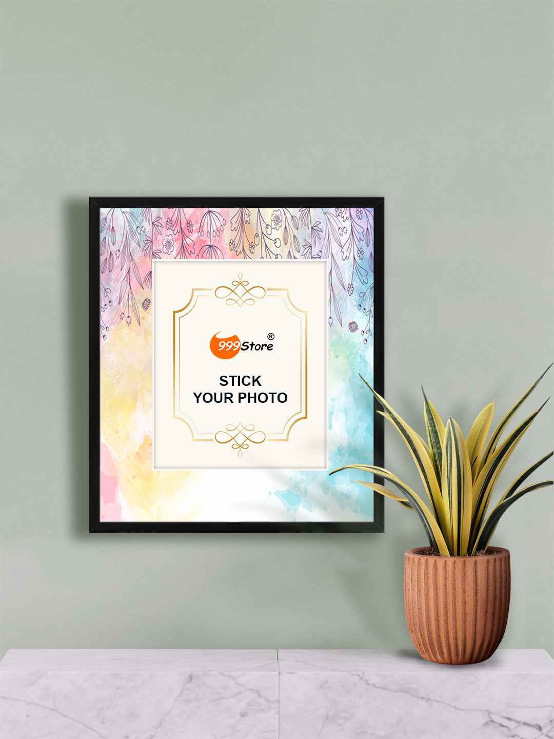 

999Store Pink & Blue Leaves Printed Photo Frame