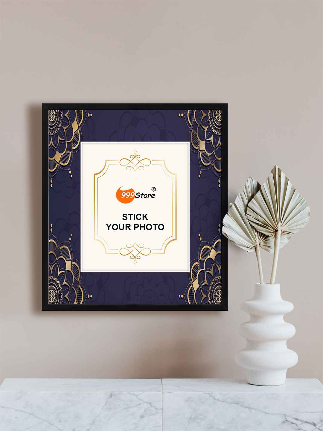 

999Store Gold & Blue Mandala Pattern Printed Wall Photo Frame