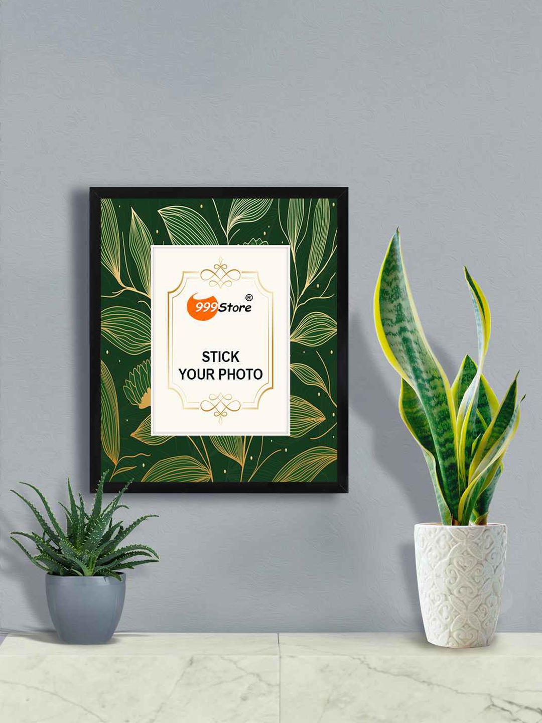 

999Store Green & White Leaf Printed Wall Hanging Photo Frame