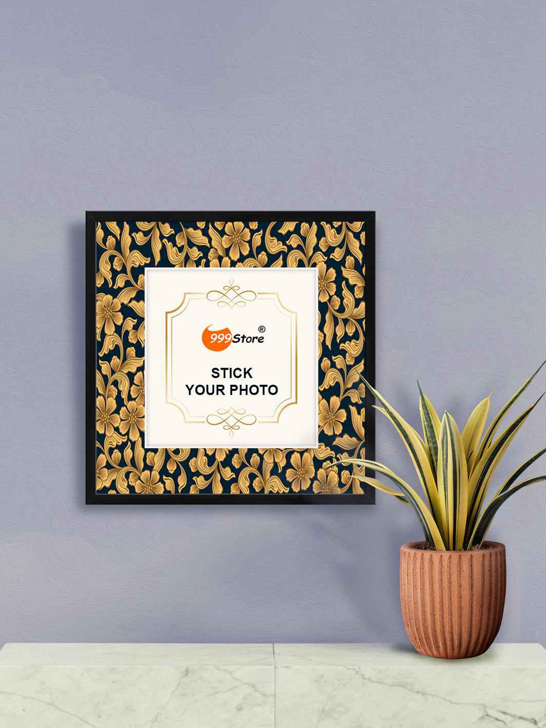 

999Store Yellow Flower With Leaf Printed Wall Photo Frame