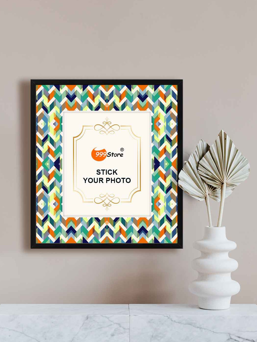 

999Store Blue & Green Geometric Printed Wall Photo Frame