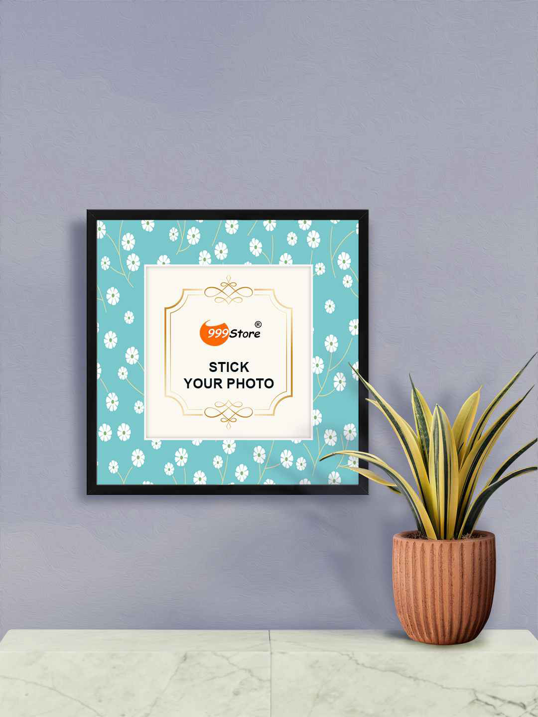 

999Store Blue & White Daisy Flower Printed Fiber Photo Frames