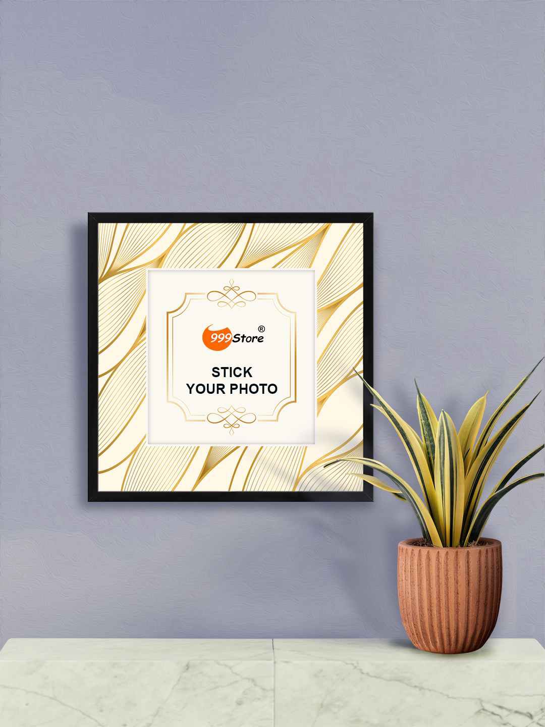 

999Store Gold Leaves Printed Wall Hanging Photo Frame