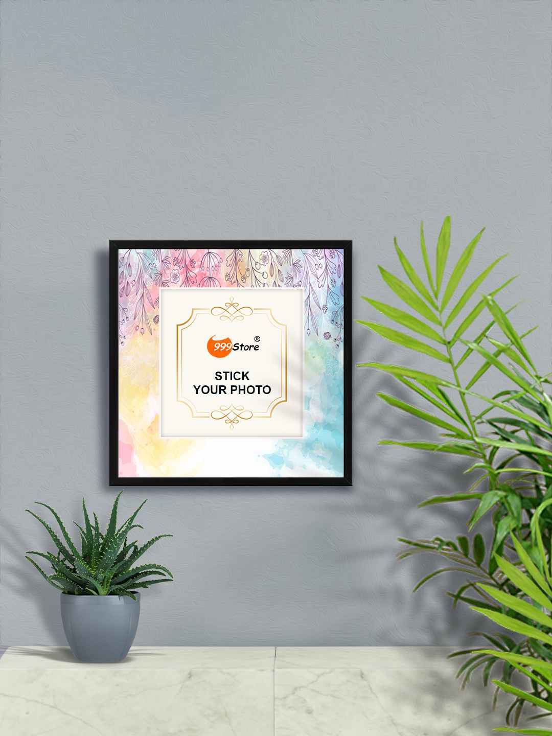 

999Store Blue & Yellow Leaves Printed Wall Photo Frame