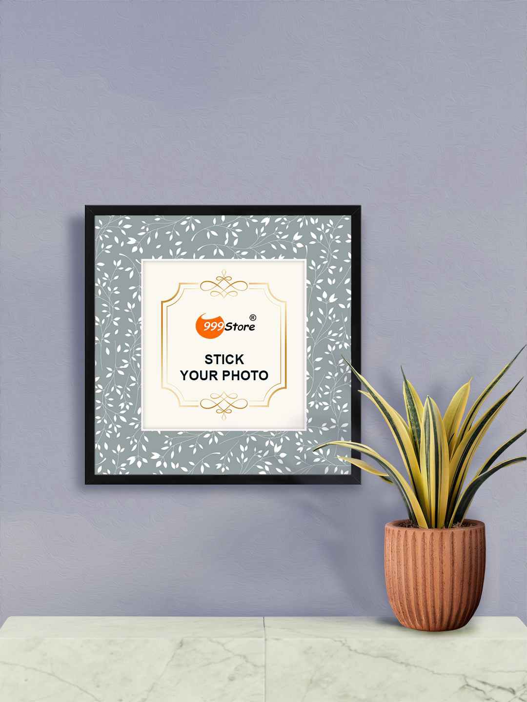 

999Store Grey Leaves Printed Wall Photo Frame