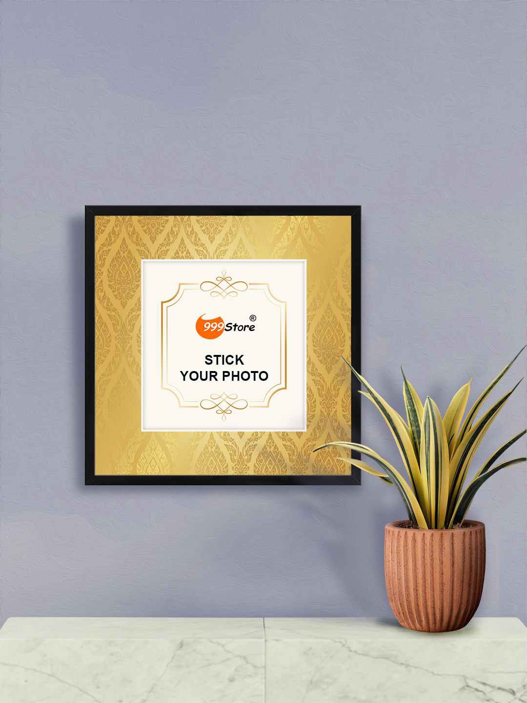 

999Store Gold Toned Indian Traditional Printed Fiber Photo Frame