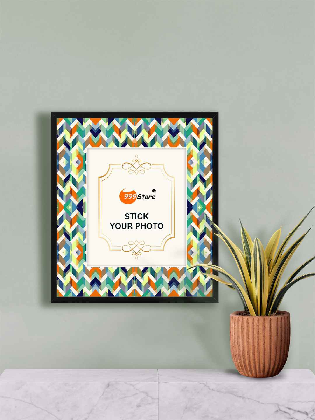 

999Store Orange & Green Abstract Printed Fiber Photo Frames