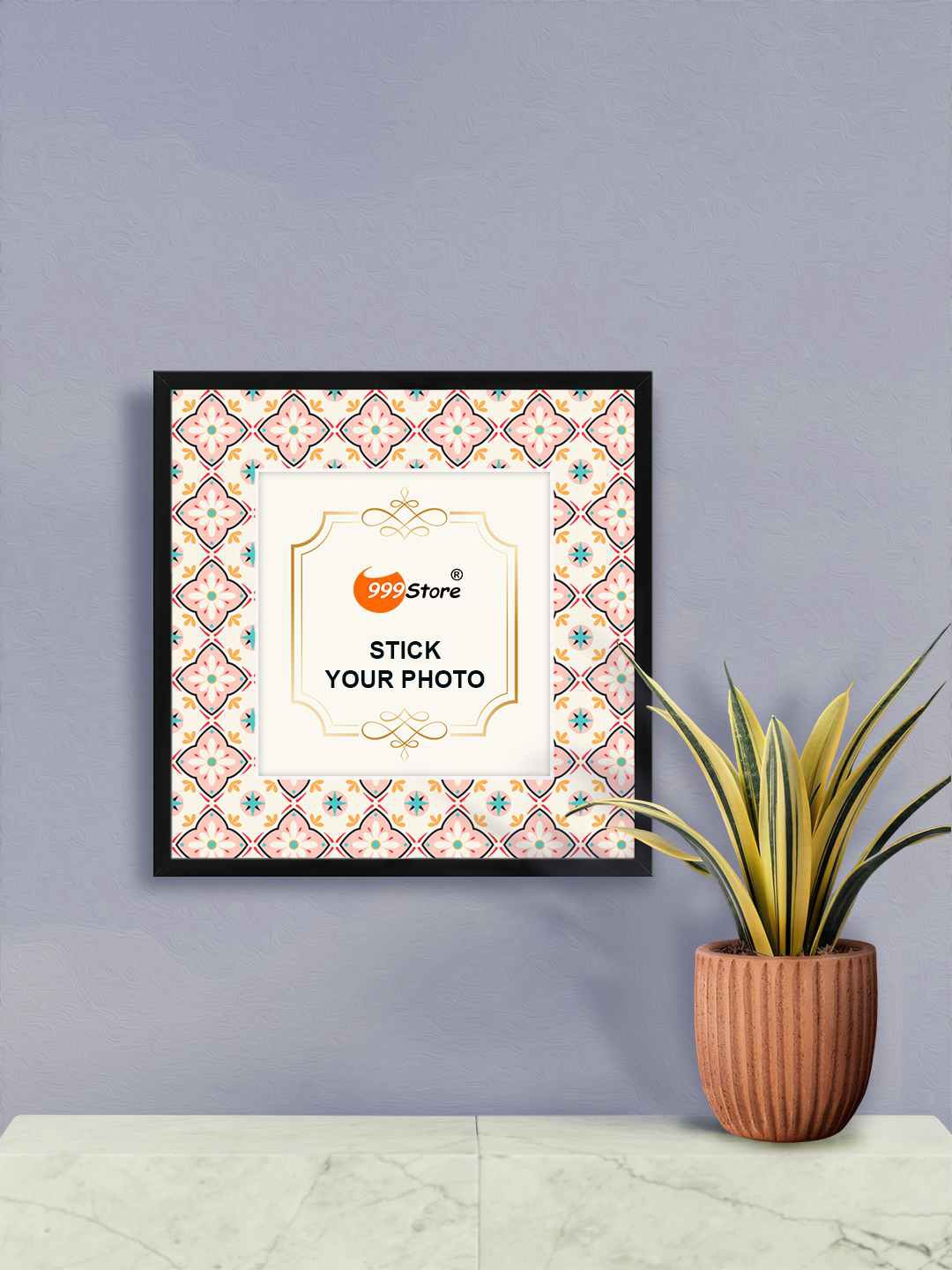 

999Store Pink & White Flower Printed Wall Hanging Photo Frame