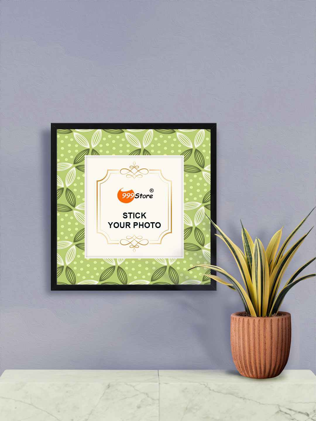 

999Store Green & White Leaves Printed Wall Photo Frame