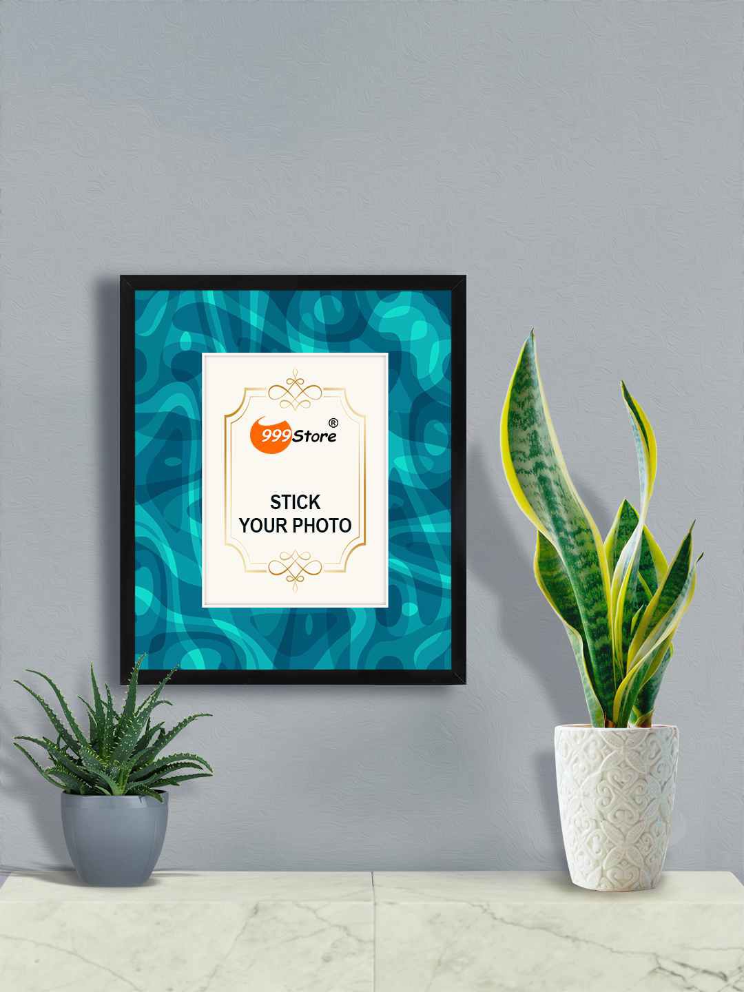 

999Store Blue Abstract Printed Wall Hanging Photo Frame