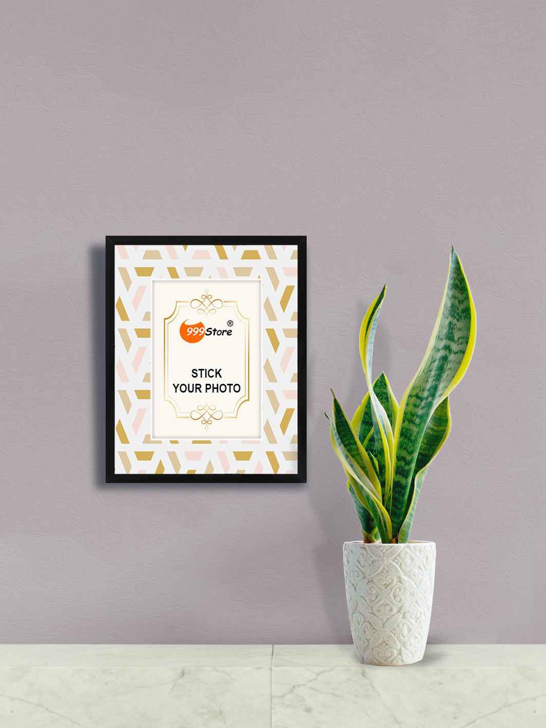 

999Store Off-White & Beige Zig Zag Printed Photo Frame