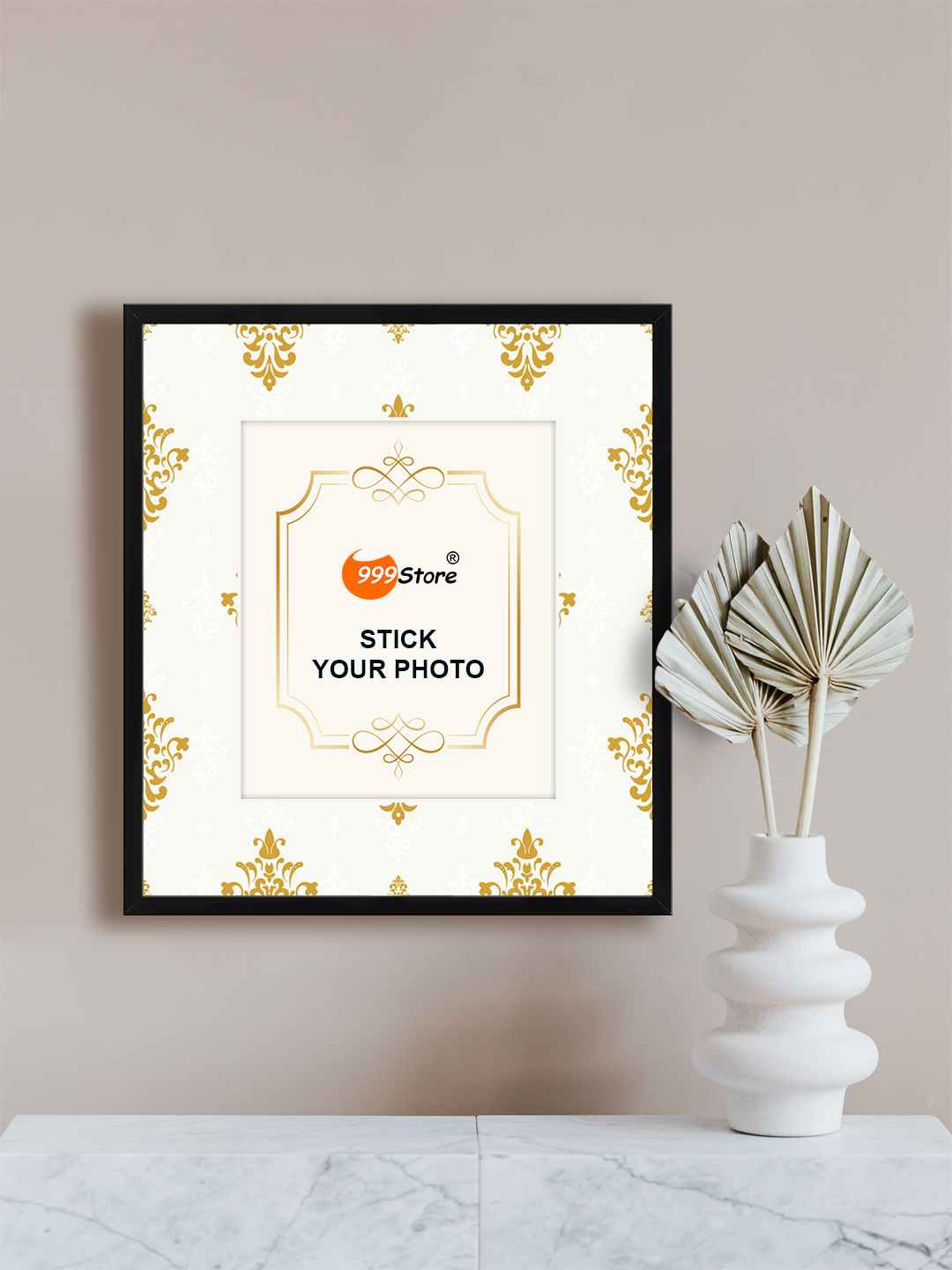 

999Store Yellow & White Traditional Printed Photo Frame