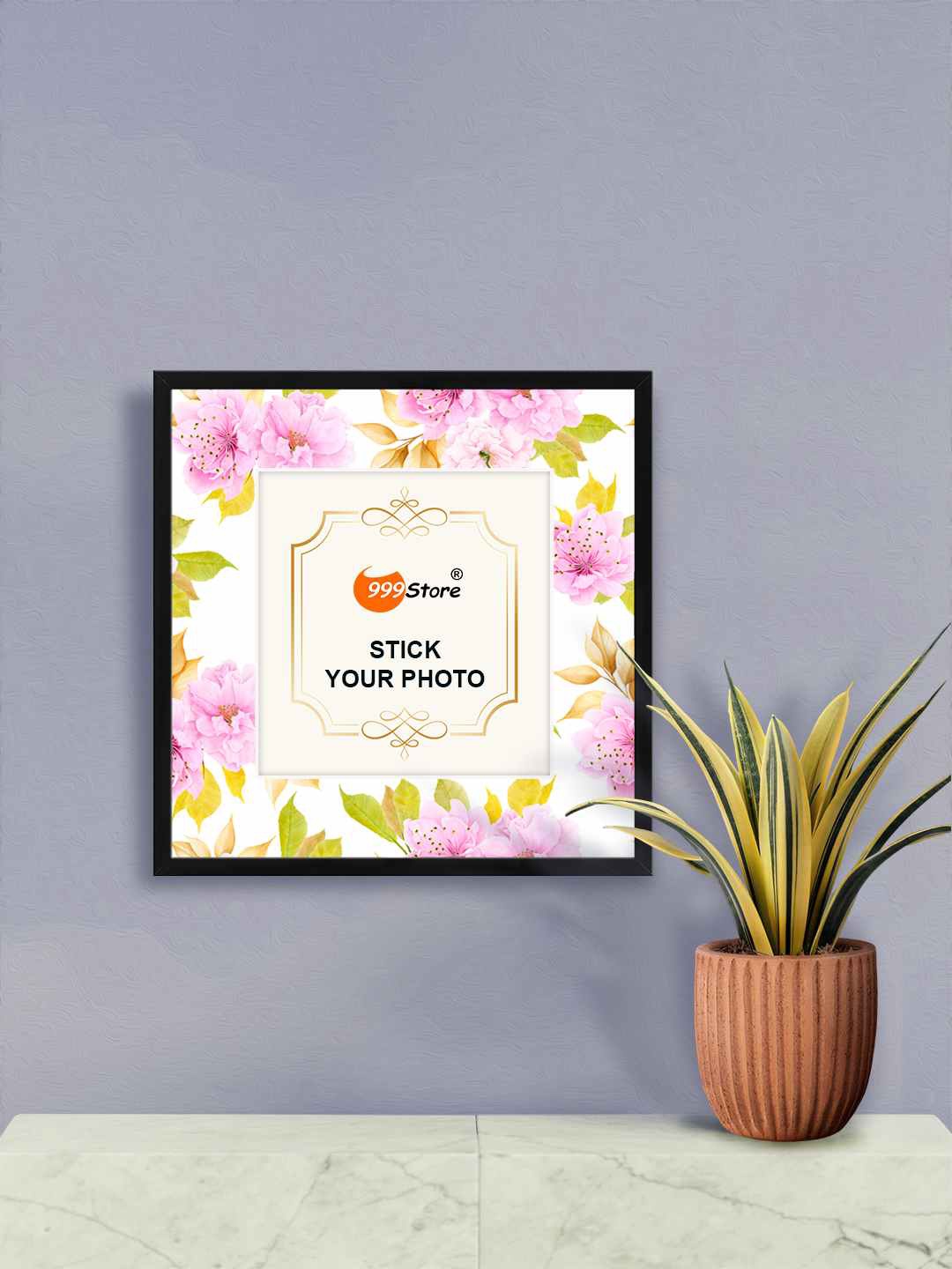 

999Store Pink & Green Floral Printed Wall Photo Frame