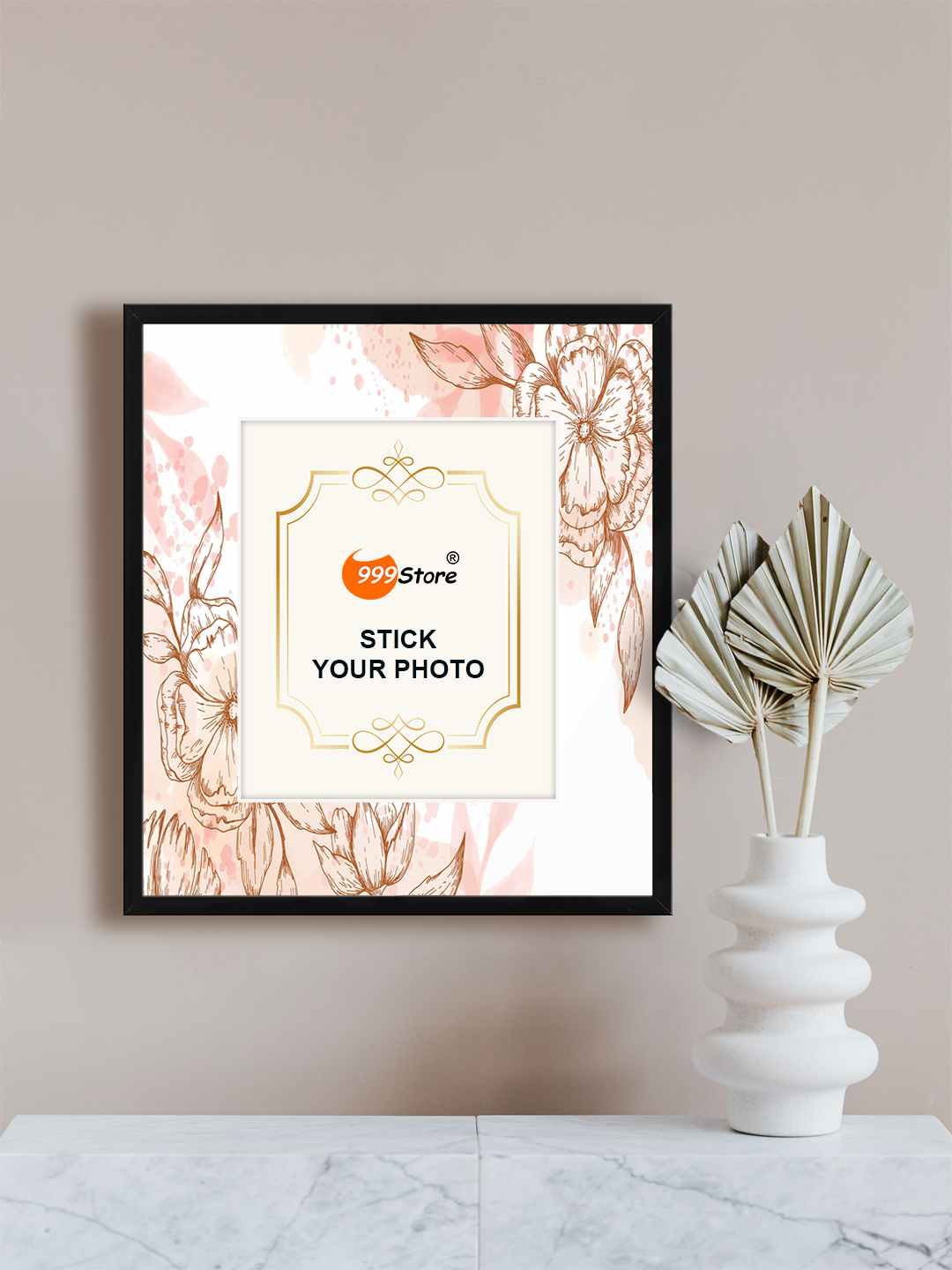 

999Store Brown & Off-White Floral Printed Photo Frame