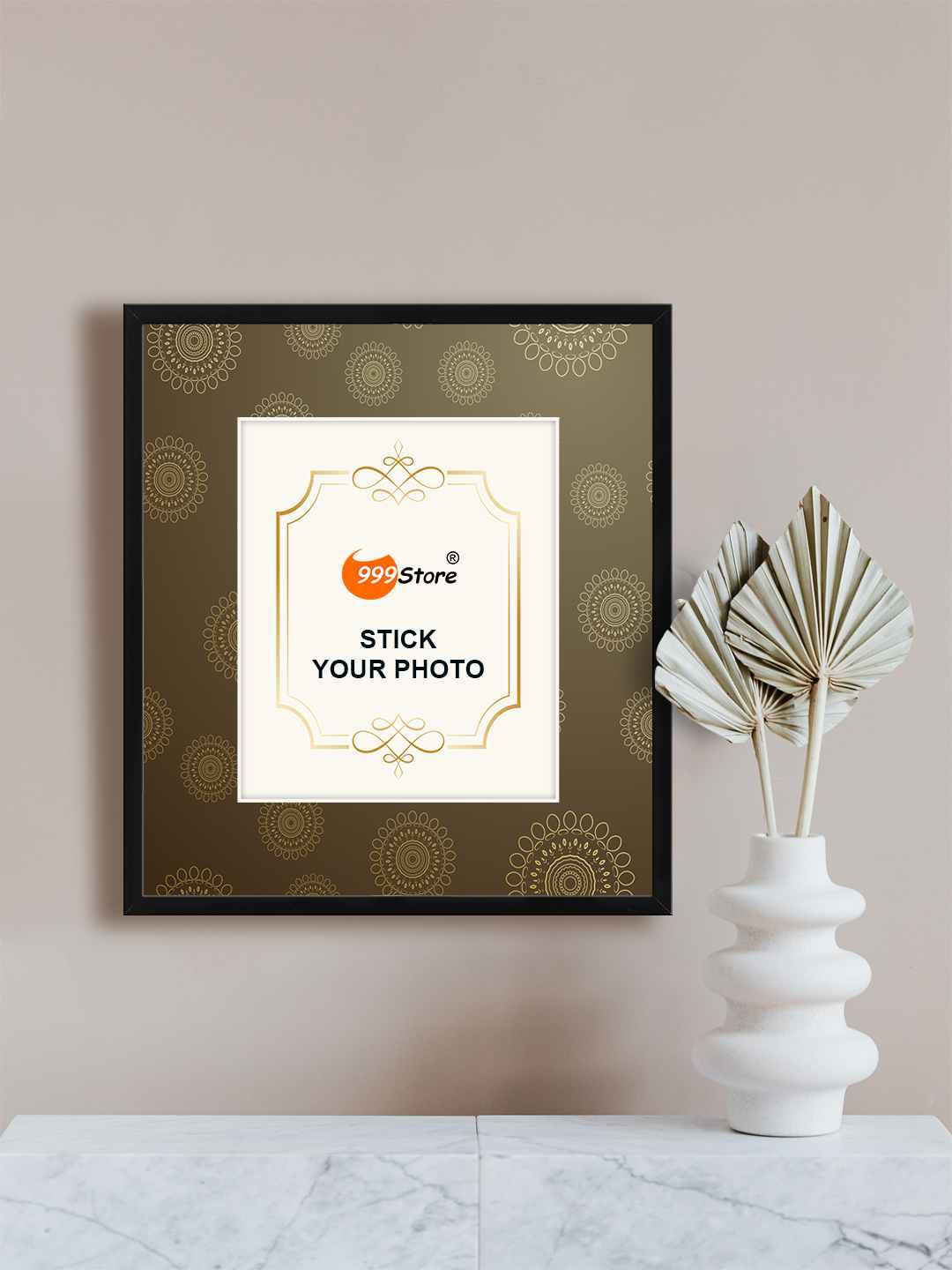 

999Store Brown Mandala Printed Photo Frame