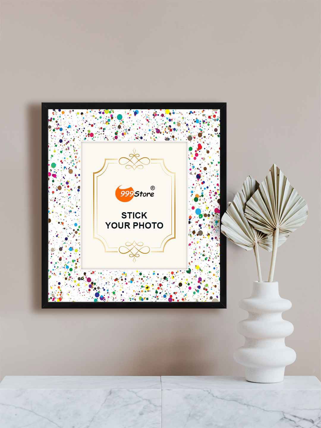 

999Store White & Blue Dots Printed Photo Frame