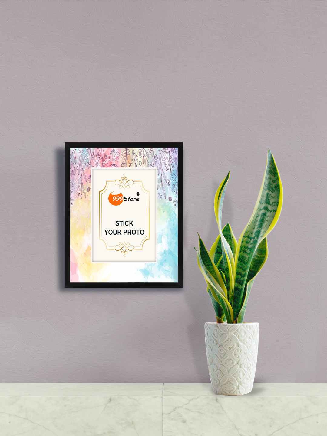 

999Store Blue & Pink Floral Printed Wall Photo Frame