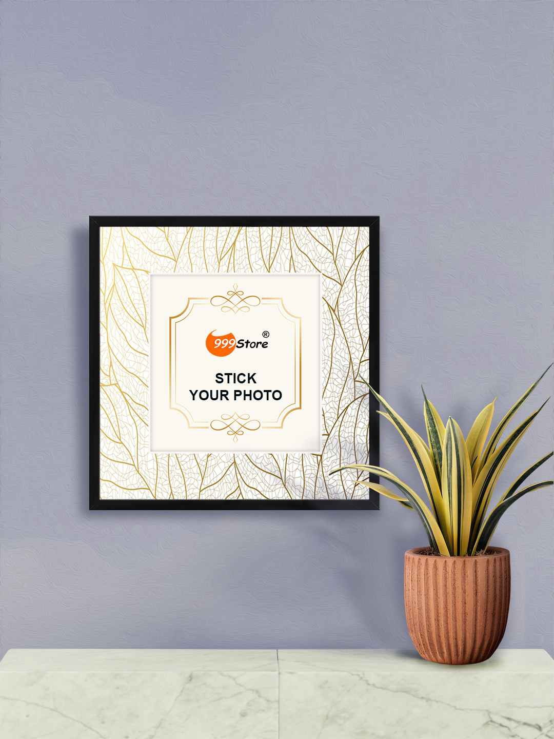 

999Store White Leaves Printed Wall Photo Frame