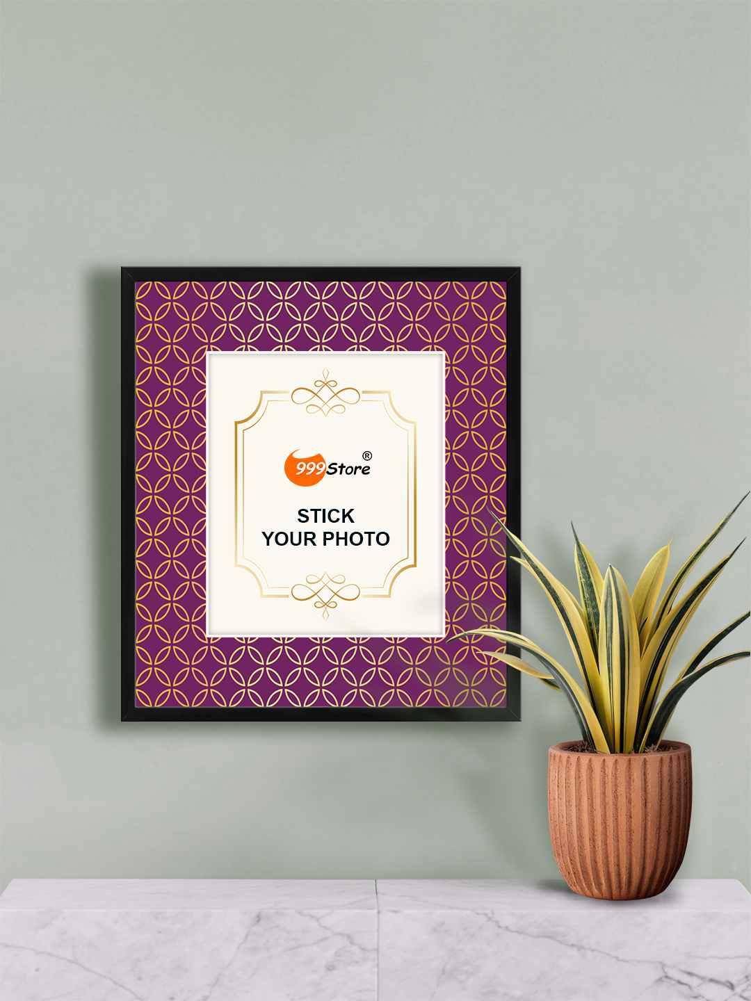 

999Store Purple & Beige Indian Traditional Printed Wall Hanging Photo Frame